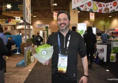 Carey Tufts with Star Produce shows lettuce in a sleeve that's backyard compostable and doesn't leave micro plastics behind. The company has been working with CTK Bio in British Columbia on sleeves and clamshells.